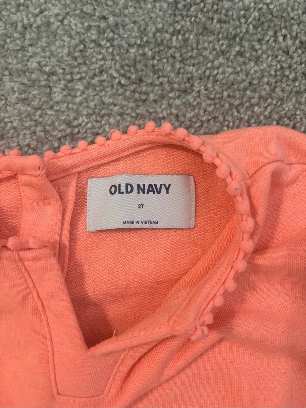 Old Navy Coral Knit Pom-Trim Romper